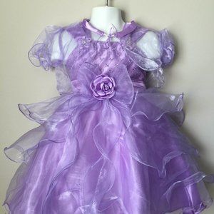 Lavender Embroidered Ruffle Dress